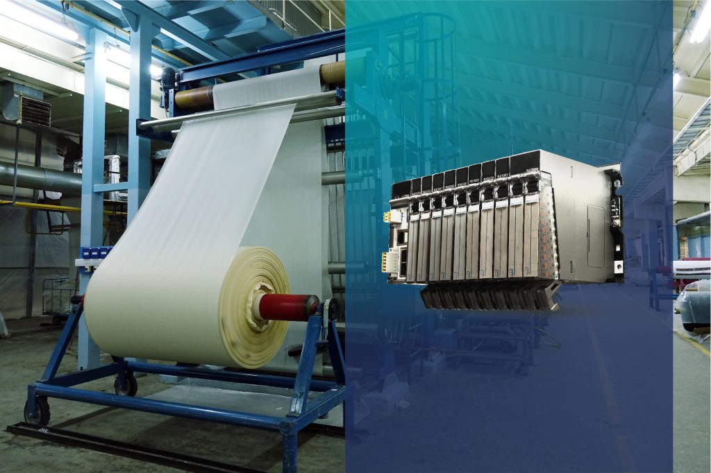 Operator managing textile singeing process through PLC interface