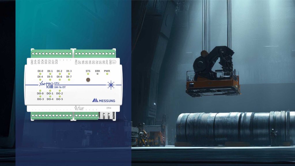 Messung XMPRO PLC connected to crane VFD for real-time monitoring