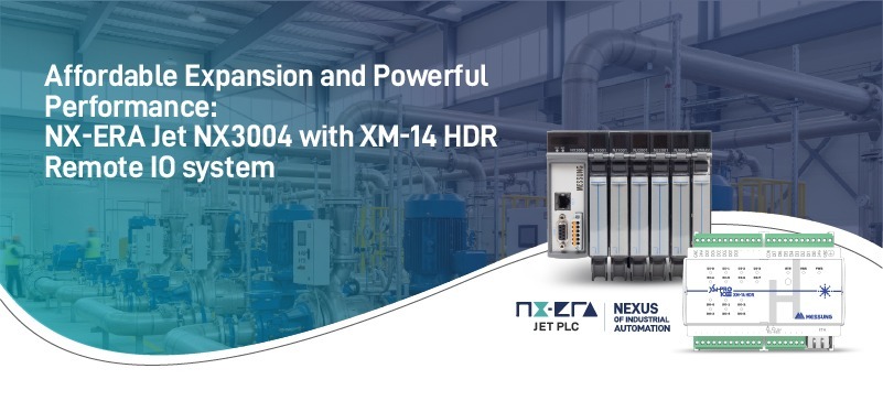 Industrial control panel featuring NX-ERA Jet PLC and XM-14 HDR I/O modules