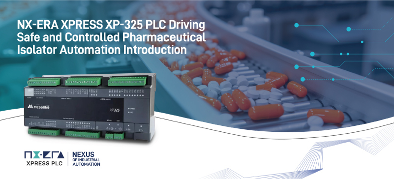 NX-ERA XPRESS XP-325 PLC controlling pharmaceutical isolator automation for safe, precise, and compliant capsule handling and packaging operations.
