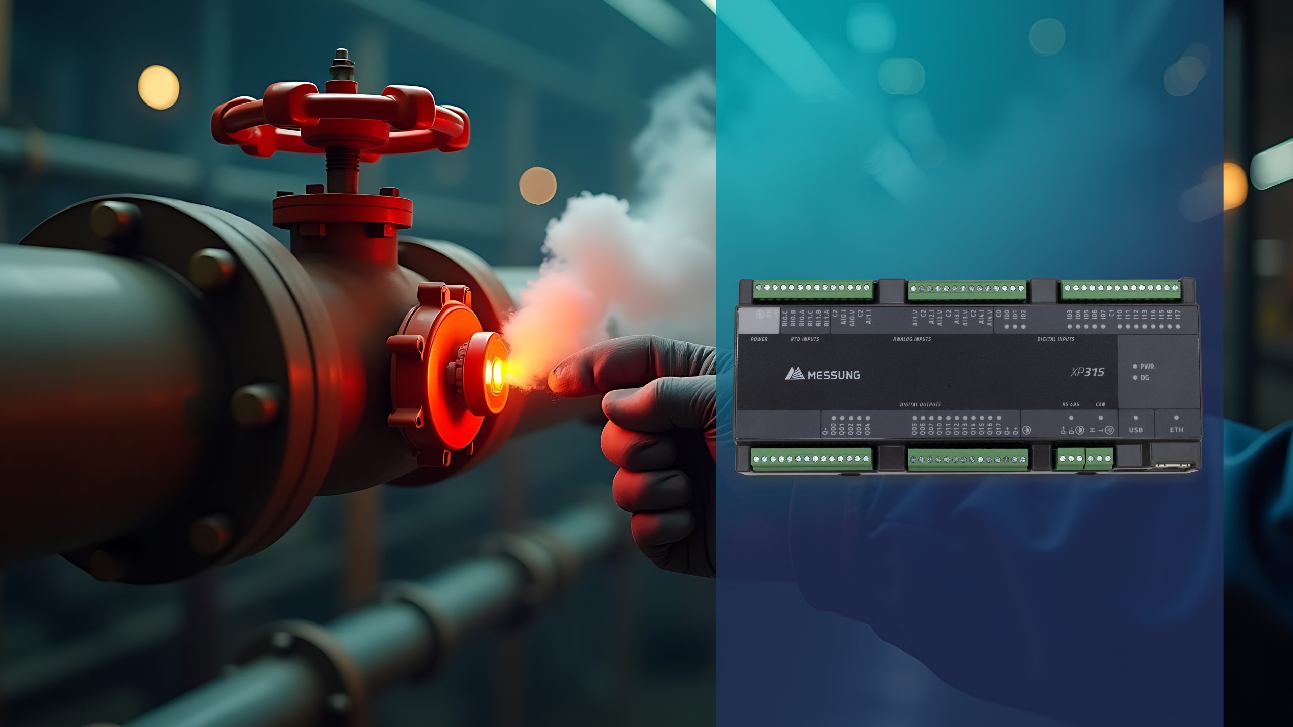 Steam valve PID control and thermal process automation using Messung NX-ERA XPRESS XP-315 PLC