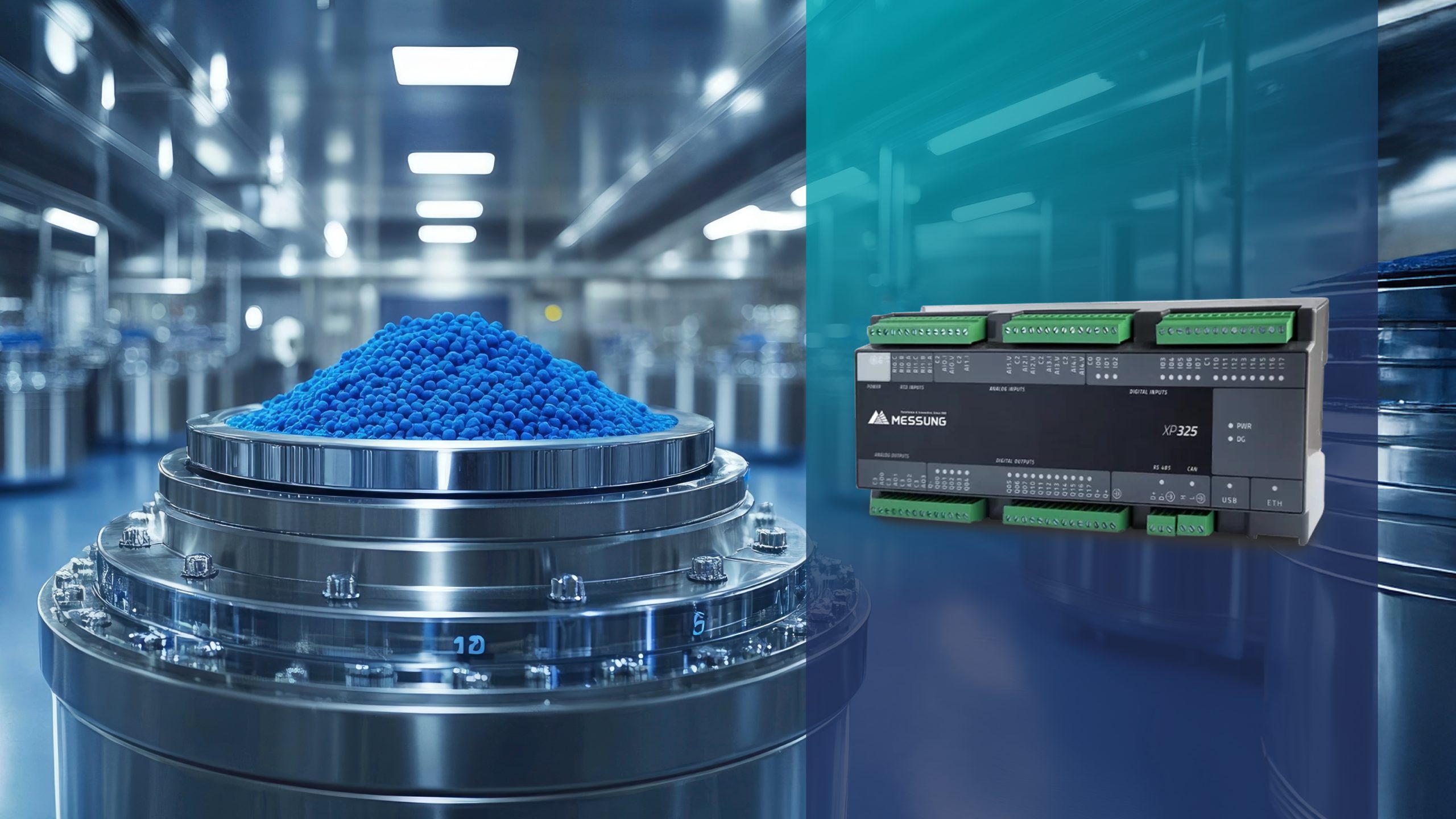 NX-ERA XPRESS XP-325 PLC controlling pharmaceutical granule processing within a cleanroom automation environment