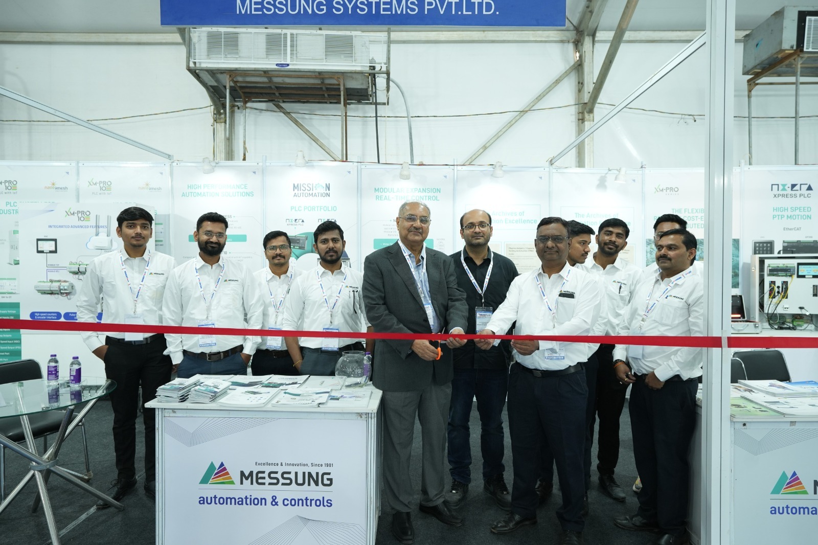 Messung Mahatech Expo 2026 industrial automation booth showcasing PLC and IIoT solutions with automation displays and team interactions