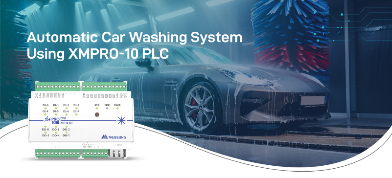 Automatic car washing system using XMPRO-10 PLC controller for industrial car wash automation