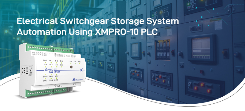Electrical switchgear storage system automation using XMPRO-10 PLC in industrial control panel environment