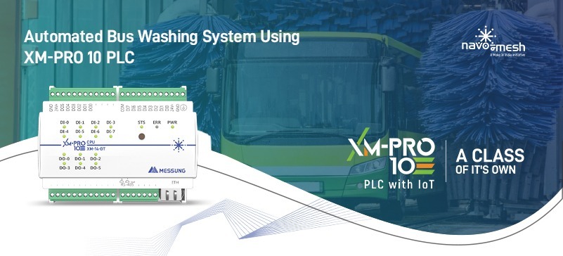 Automated bus washing system using XM-PRO 10 PLC with IoT technology for industrial automation