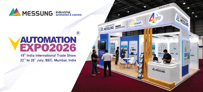Messung Systems industrial automation booth at Automation Expo 2026 in Mumbai showcasing innovative automation and control solutions.