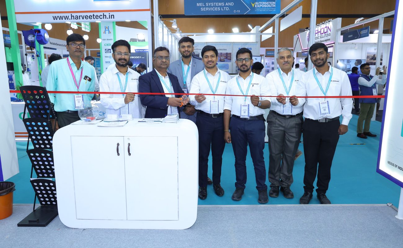 Messung industrial automation exhibition booth showcasing PLC and control solutions at a trade show